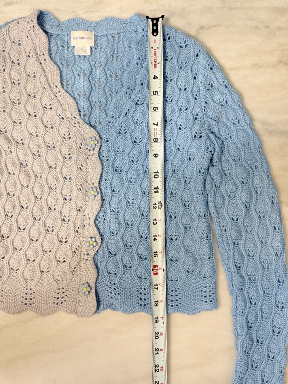 Anthropologie Find Me Now Lumi Wool Blend Colorblock Cardigan Blue Pink Size S - Picture 5 of 13